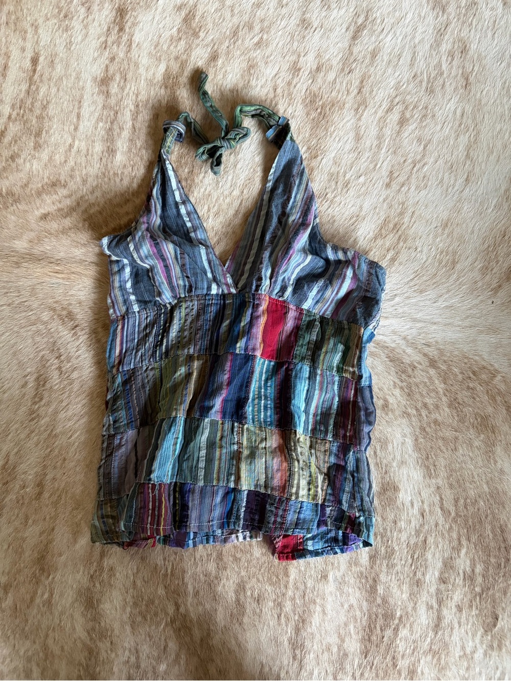 Blue Sky Multicolor Patchwork Halter Tank Top - Women